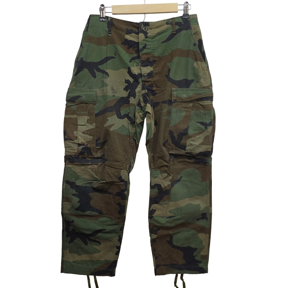 US Military Woodland Camo BDU Combat Trousers Cargo Pants Medium Short